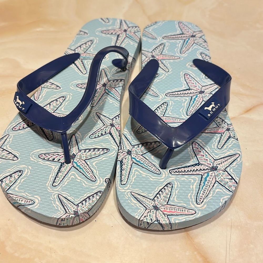 Never worn Scout starfish flip flop